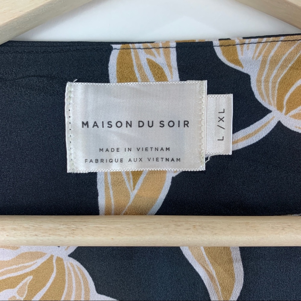 Maison Du Soir Black Floral Kimono Robe - image 6